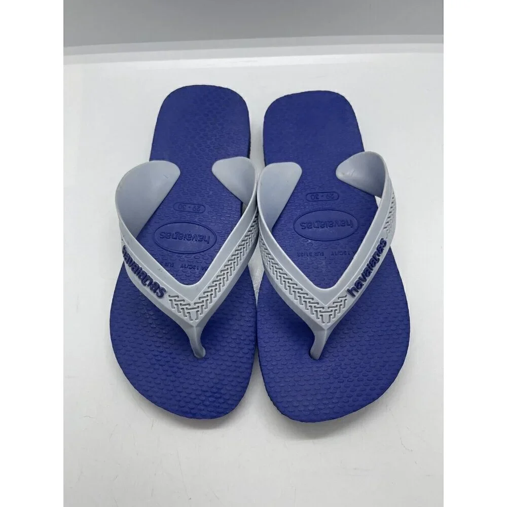 Havaianas Kids Boys Flip Flops Sandals Gray Blue Size 1 Youth EUR 31/32 Shoes